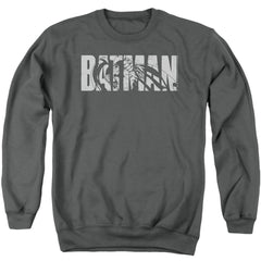 Batman Comics Text On Gray Men's Crewneck 50 50 Poly Long-Sleeve T-Shirt