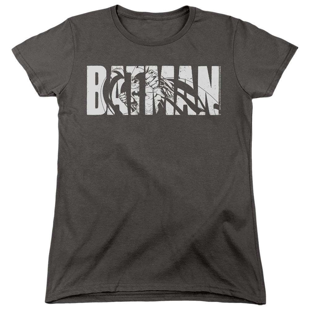 Batman Comics Text On Gray Women's 18/1 Cotton Short-Sleeve T-Shirt