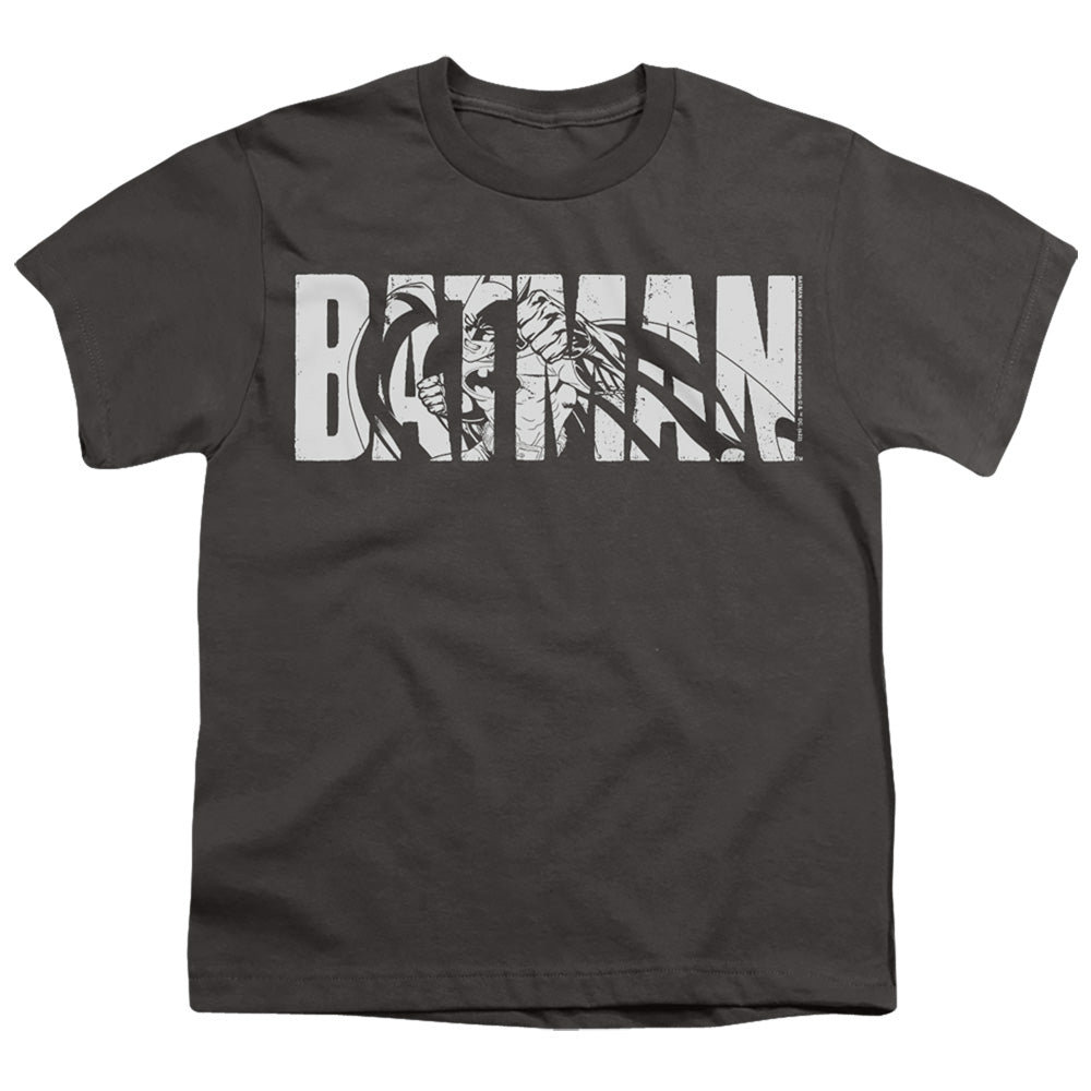 Batman Comics Text On Gray Youth 18/1 100% Cotton Short-Sleeve T-Shirt
