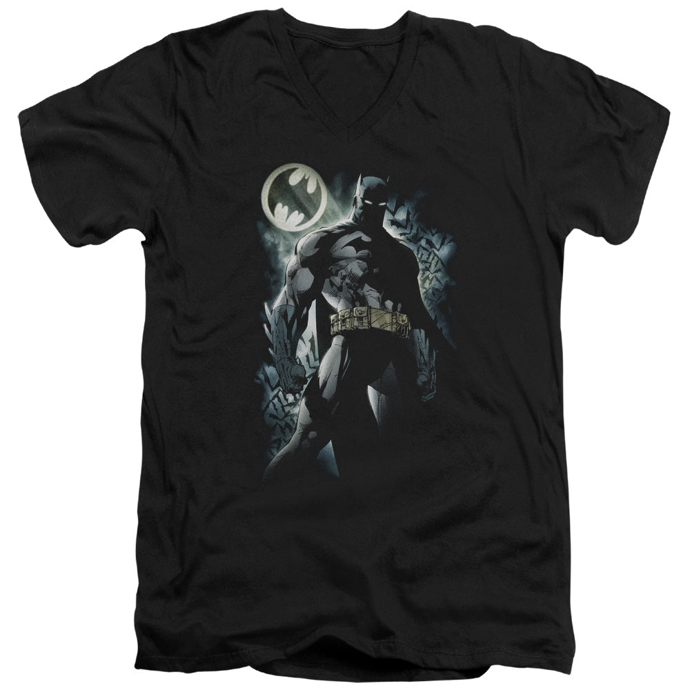 Batman Comics The Knight Men's 30/1 Cotton Slim V-Neck T-Shirt
