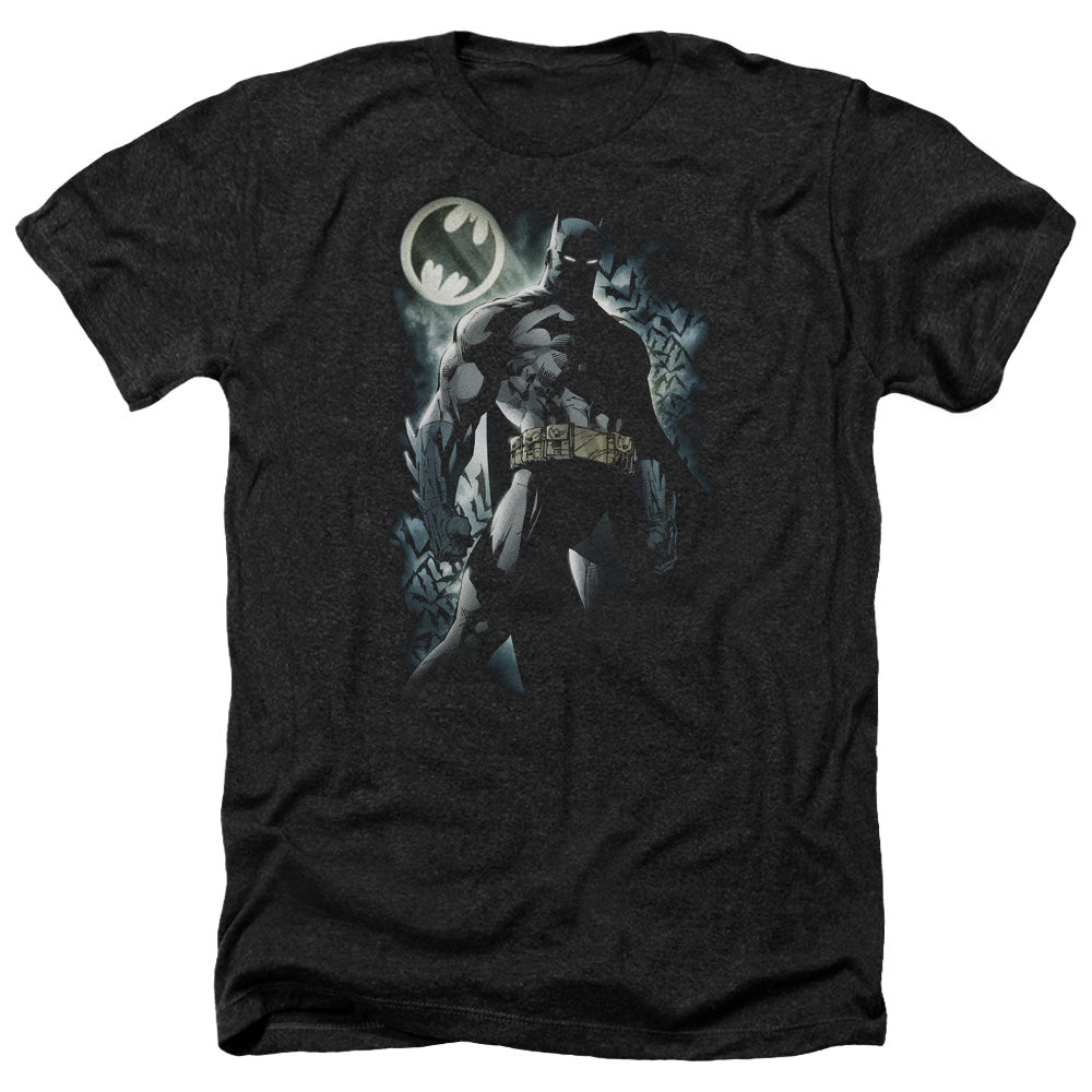 Batman Comics The Knight Men's 30/1 Heather 60 40 Poly Short-Sleeve T-Shirt