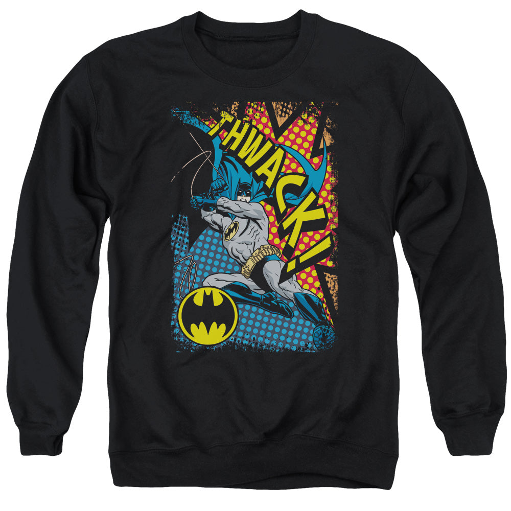 Batman Comics Thwack Men's Crewneck 50 50 Poly Long-Sleeve T-Shirt