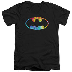 Batman Comics Tie Dye Batman Logo Men's 30/1 Cotton Slim V-Neck T-Shirt