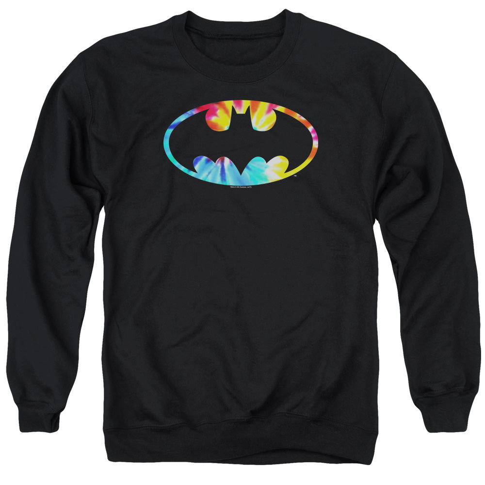 Batman Comics Tie Dye Batman Logo Men's Crewneck 50 50 Poly Long-Sleeve T-Shirt