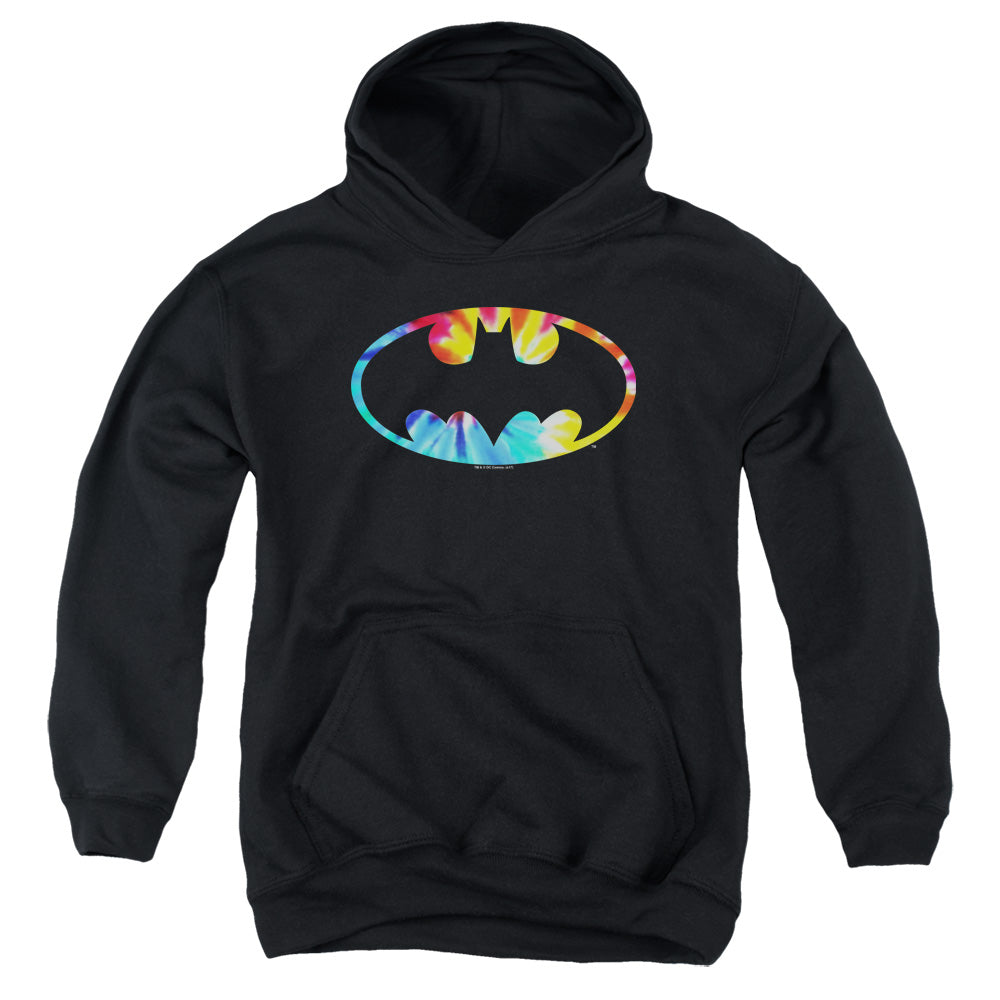 Batman Comics Tie Dye Batman Logo Youth Cotton Poly Pull-Over Hoodie