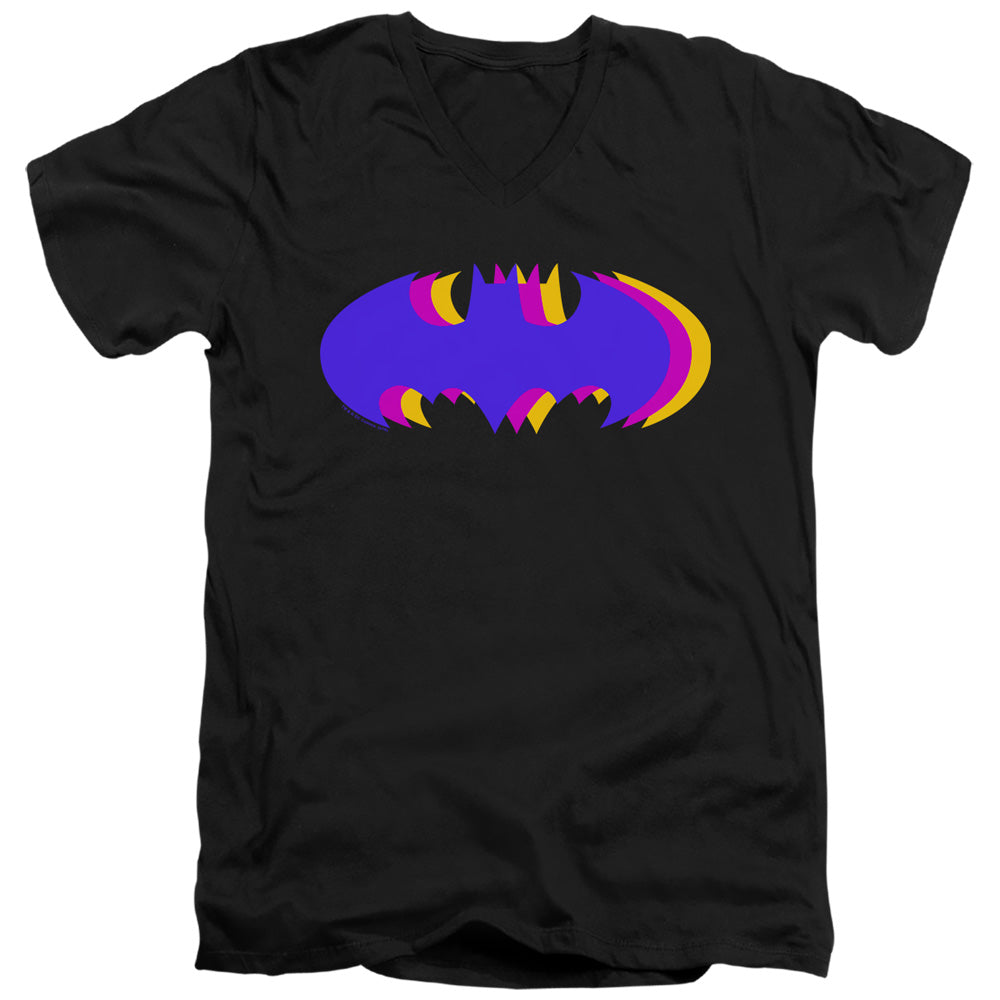 Batman Comics Tri Colored Symbol Men's 30/1 Cotton Slim V-Neck T-Shirt