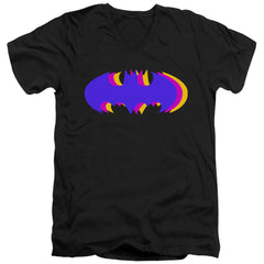 Batman Comics Tri Colored Symbol Men's 30/1 Cotton Slim V-Neck T-Shirt