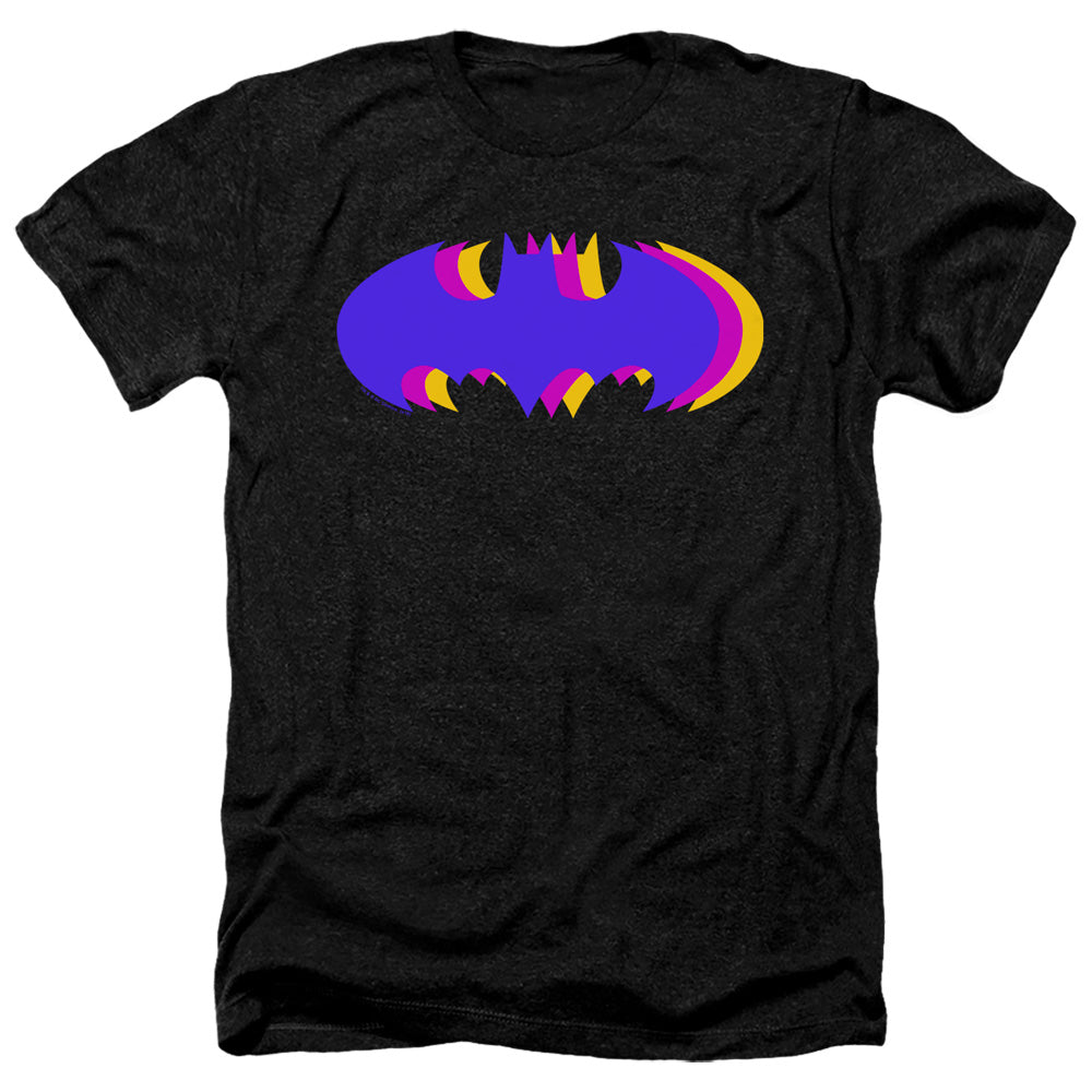 Batman Comics Tri Colored Symbol Men's 30/1 Heather 60 40 Poly Short-Sleeve T-Shirt