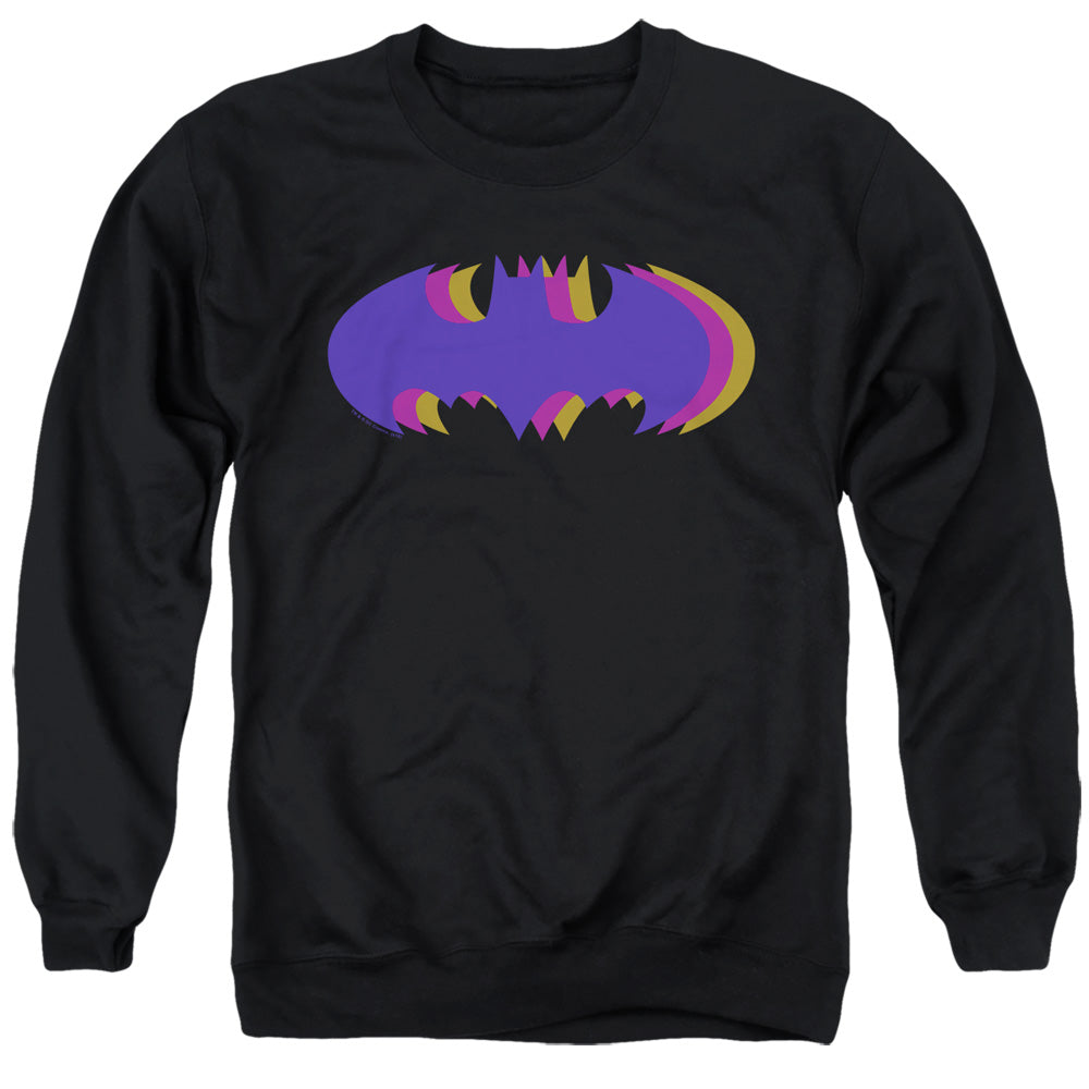 Batman Comics Tri Colored Symbol Men's Crewneck 50 50 Poly Long-Sleeve T-Shirt