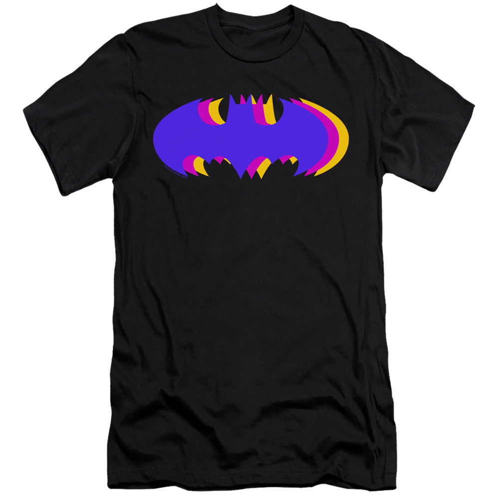 Batman Comics Tri Colored Symbol Men's Ultra-Soft 30/1 Cotton Slim Short-Sleeve T-Shirt