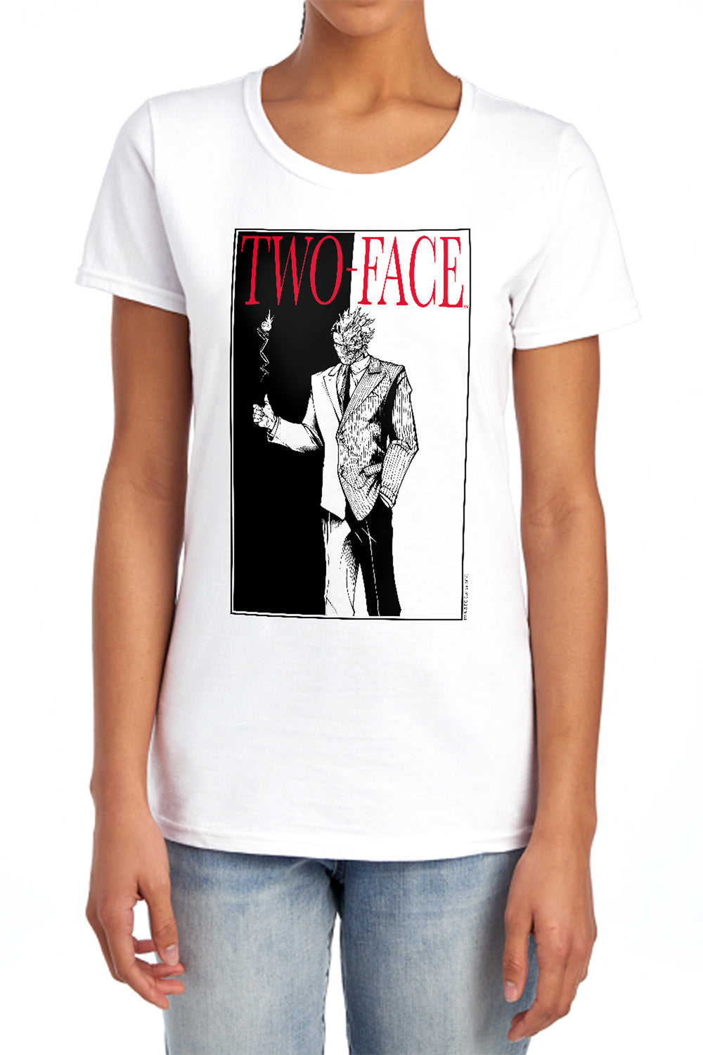 Batman Comics Two Face Women's 18/1 Cotton Short-Sleeve T-Shirt