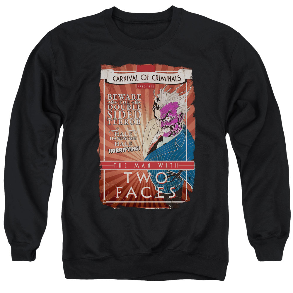 Batman Comics Two Faces Men's Crewneck 50 50 Poly Long-Sleeve T-Shirt