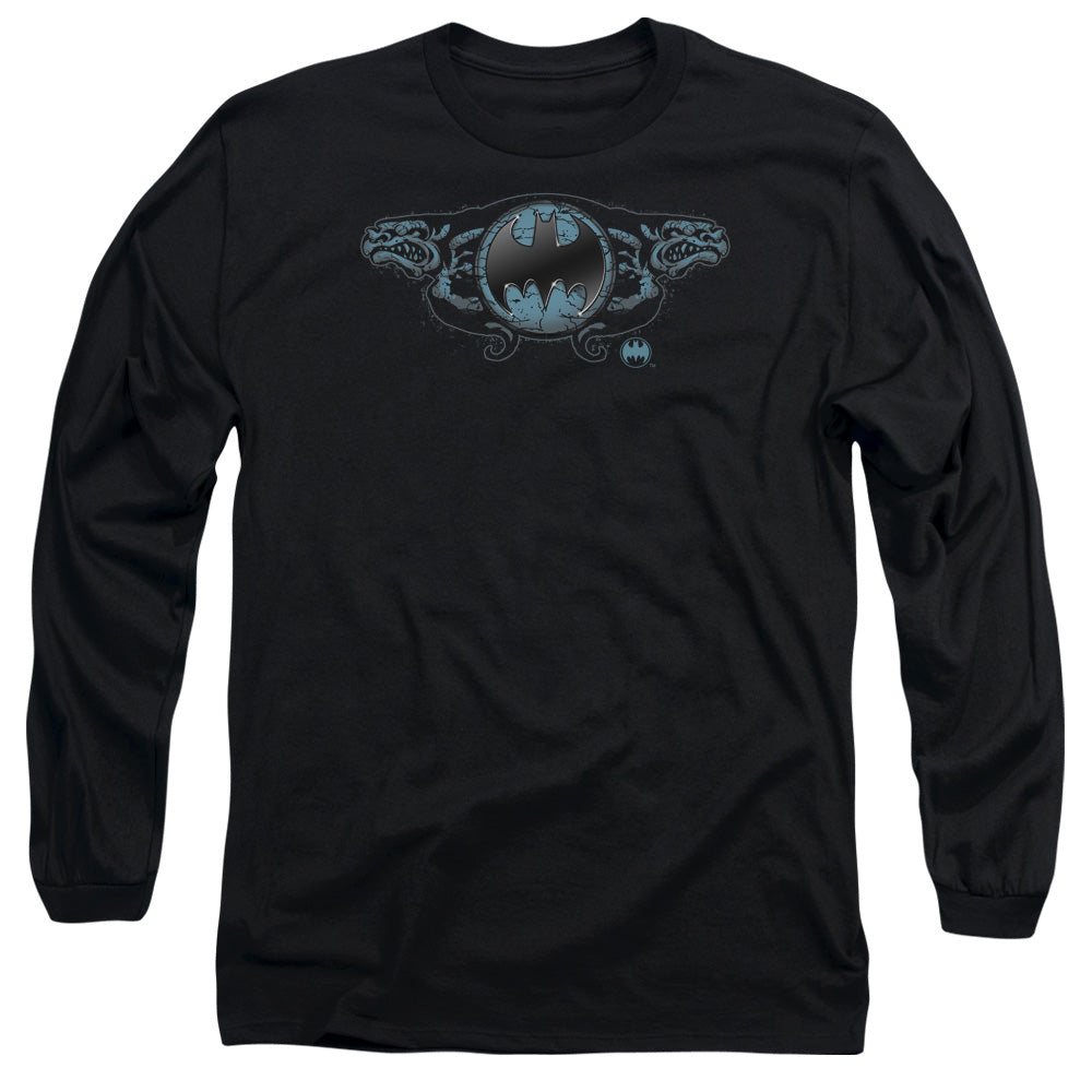 Batman Comics Two Gargoyles Logo Men's 18/1 Cotton Long-Sleeve T-Shirt