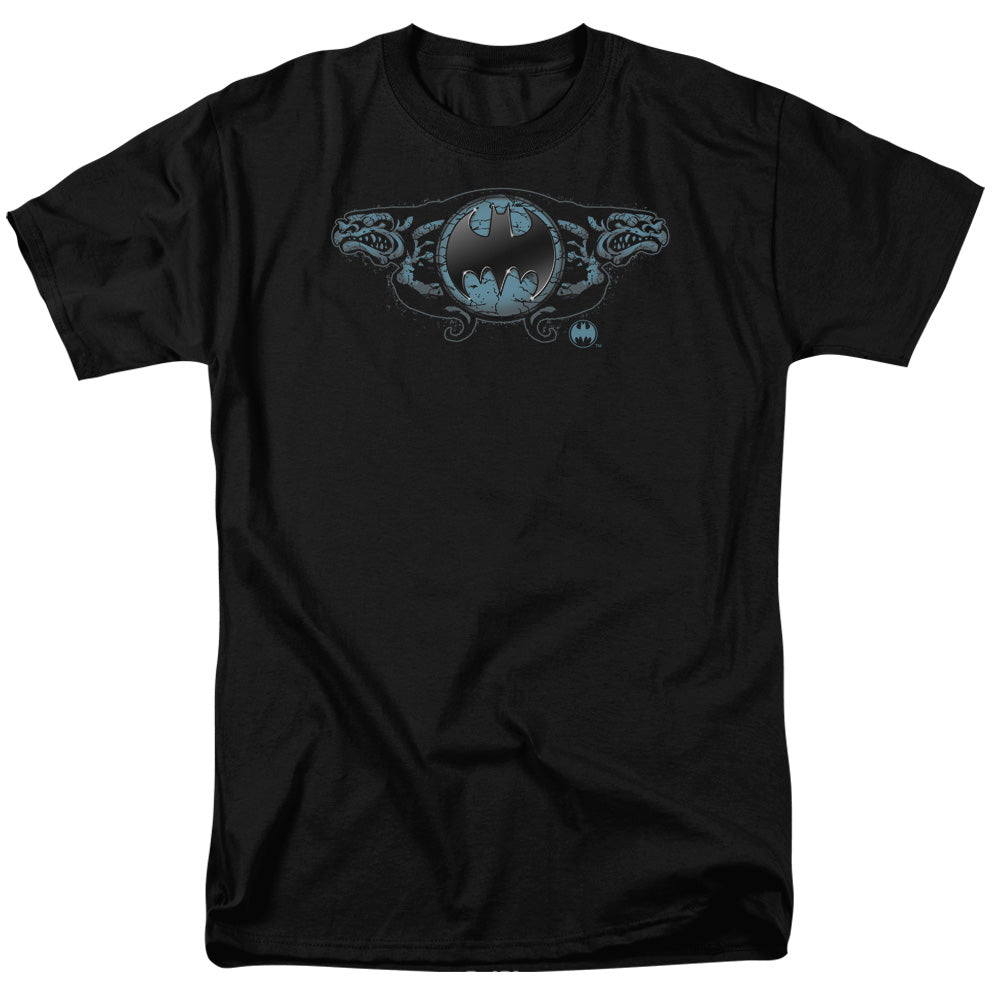 Batman Comics Two Gargoyles Logo Men's 18/1 Cotton Short-Sleeve T-Shirt