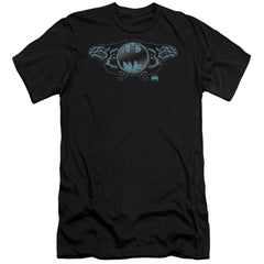 Batman Comics Two Gargoyles Logo Men's Ultra-Soft 30/1 Cotton Slim Short-Sleeve T-Shirt