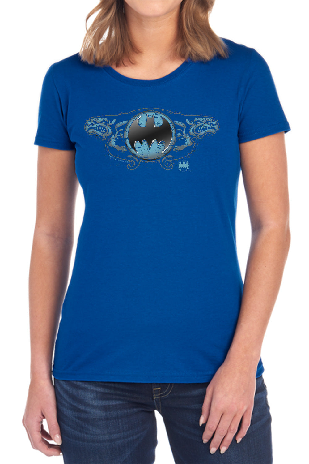 Batman Comics Two Gargoyles Logo Women's 18/1 Cotton Short-Sleeve T-Shirt