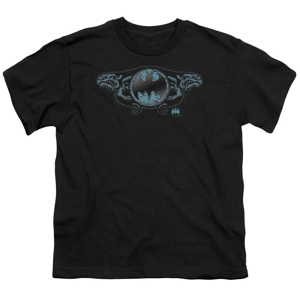 Batman Comics Two Gargoyles Logo Youth 18/1 100% Cotton Short-Sleeve T-Shirt