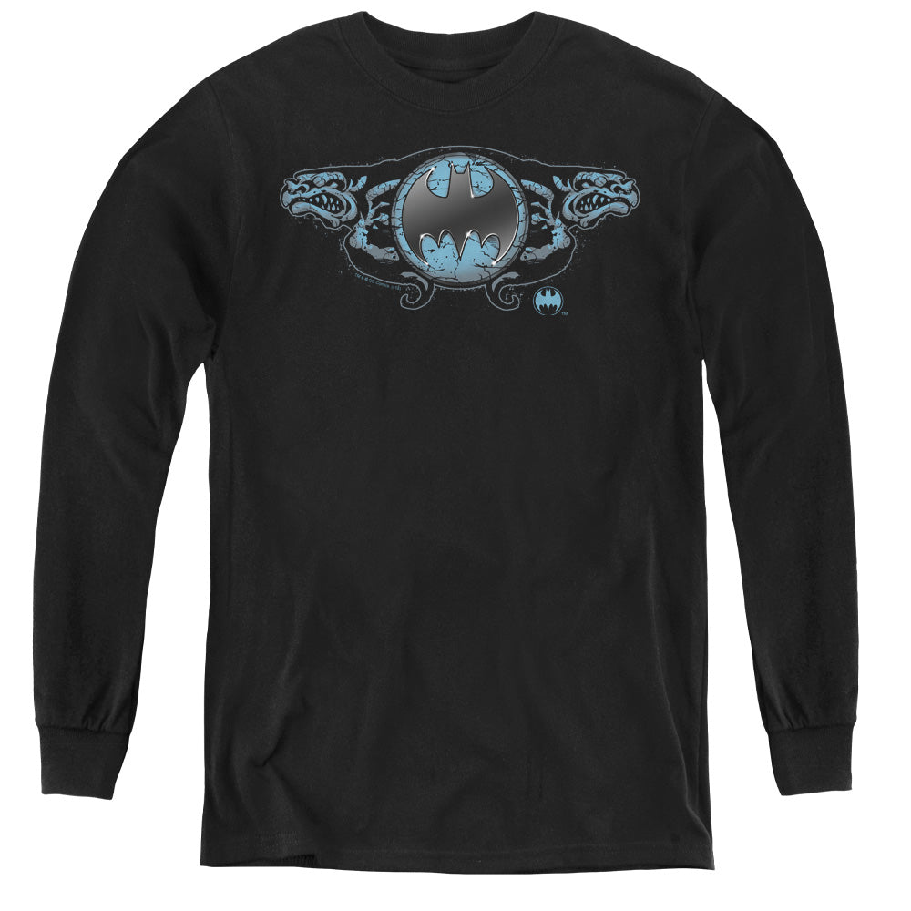Batman Comics Two Gargoyles Logo Youth Long-Sleeve T-Shirt
