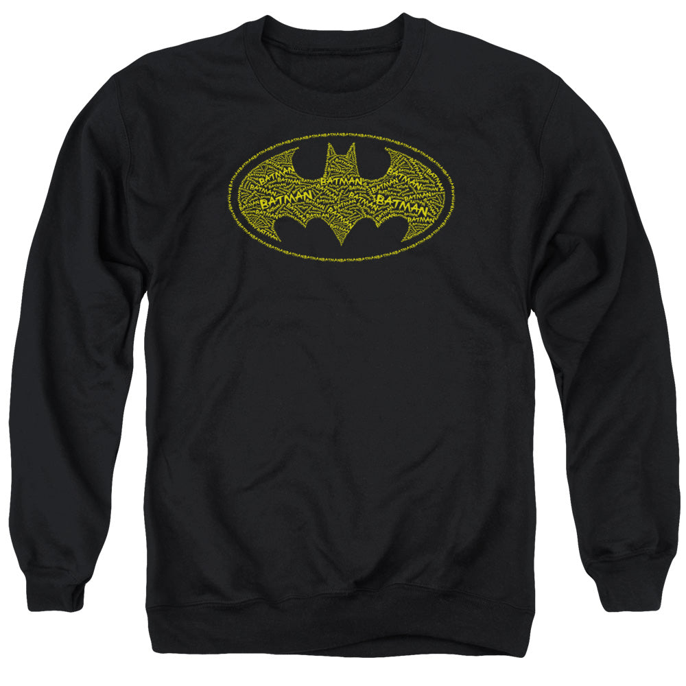 Batman Comics Type Logo Men's Crewneck 50 50 Poly Long-Sleeve T-Shirt