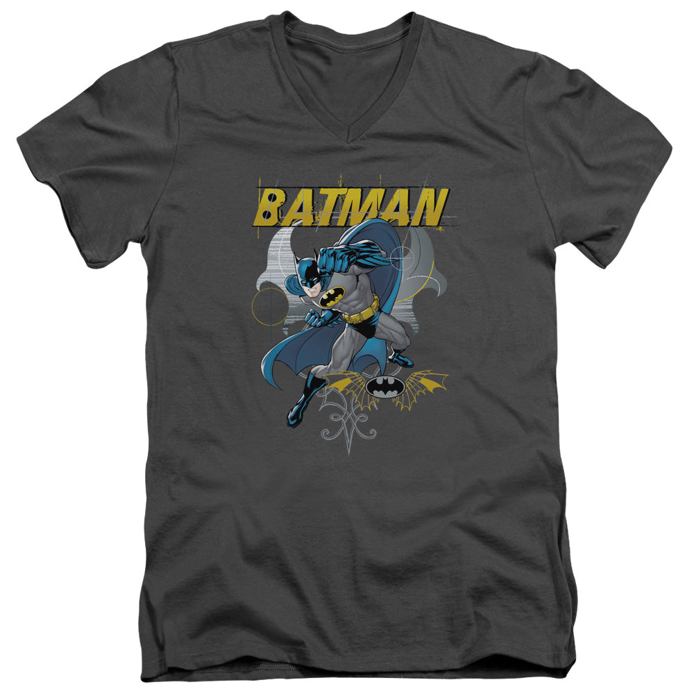 Batman Comics Urban Gothic Men's 30/1 Cotton Slim V-Neck T-Shirt