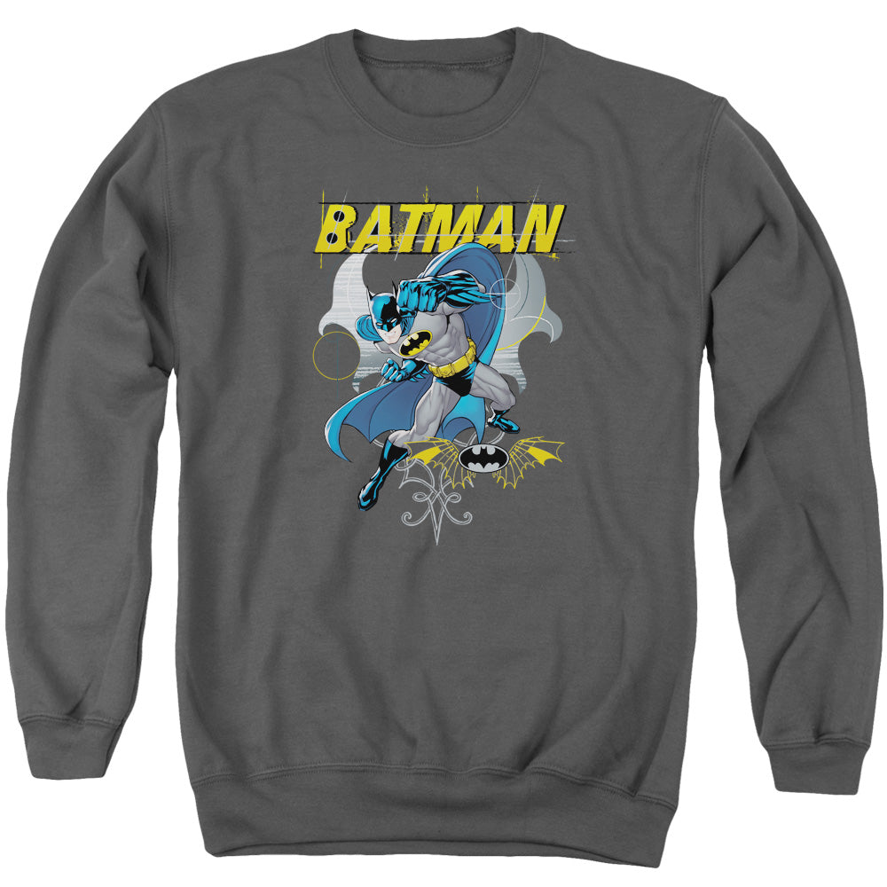 Batman Comics Urban Gothic Men's Crewneck 50 50 Poly Long-Sleeve T-Shirt