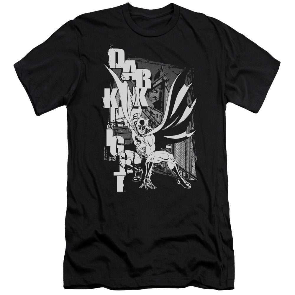 Batman Comics Vertical Letters Men's Ultra-Soft 30/1 Cotton Slim Short-Sleeve T-Shirt