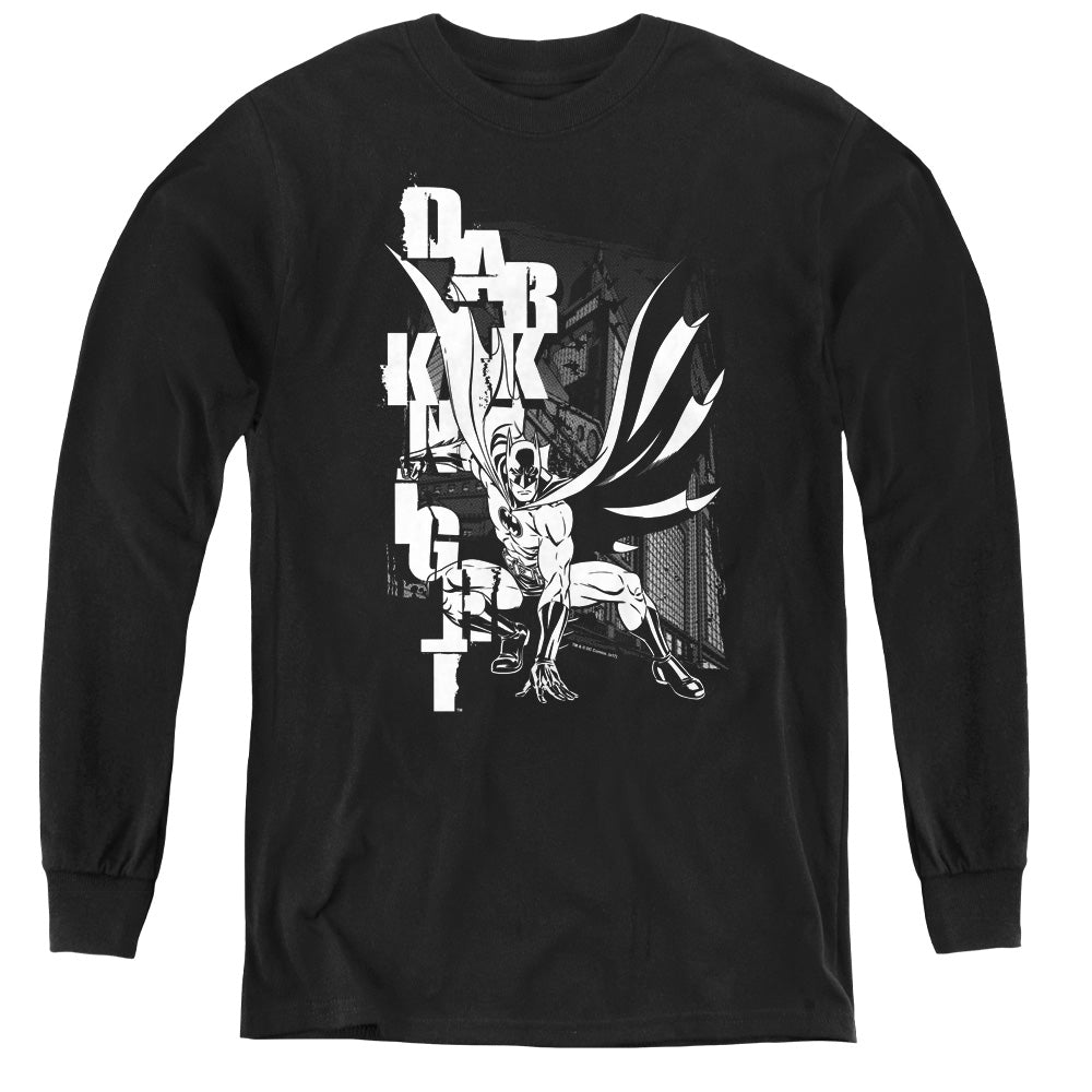 Batman Comics Vertical Letters Youth Long-Sleeve T-Shirt