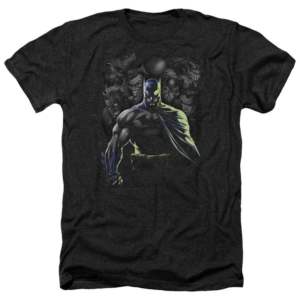 Batman Comics Villains Unleashed Men's 30/1 Heather 60 40 Poly Short-Sleeve T-Shirt