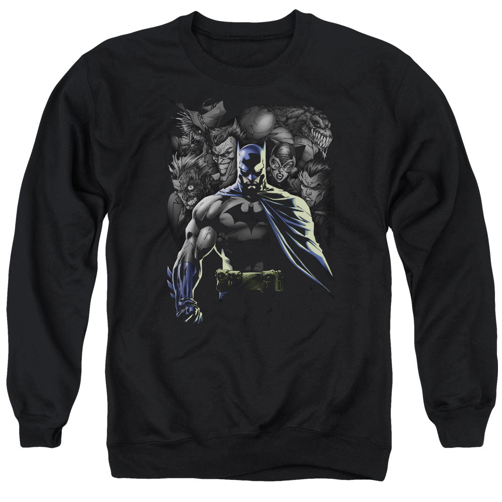 Batman Comics Villains Unleashed Men's Crewneck 50 50 Poly Long-Sleeve T-Shirt
