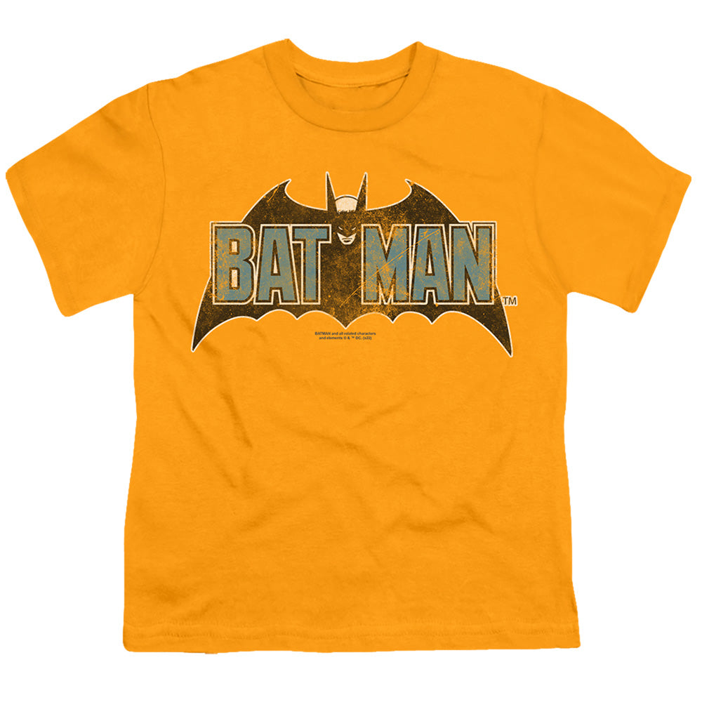 Batman Comics Vintage Bat Logo On Gold Youth 18/1 100% Cotton Short-Sleeve T-Shirt