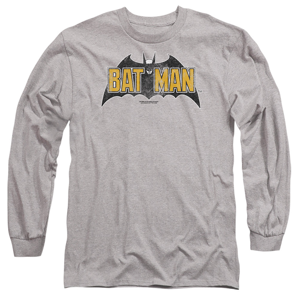 Batman Comics Vintage Bat Logo On Gray Men's 18/1 Cotton Long-Sleeve T-Shirt
