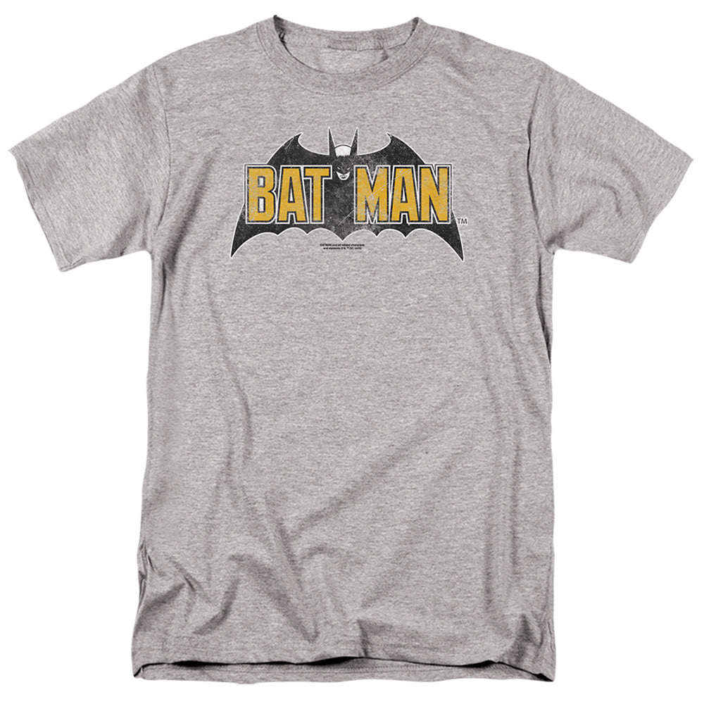 Batman Comics Vintage Bat Logo On Gray Men's 18/1 Cotton Short-Sleeve T-Shirt