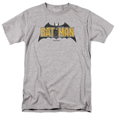 Batman Comics Vintage Bat Logo On Gray Men's 18/1 Cotton Short-Sleeve T-Shirt