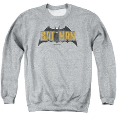 Batman Comics Vintage Bat Logo On Gray Men's Crewneck 50 50 Poly Long-Sleeve T-Shirt
