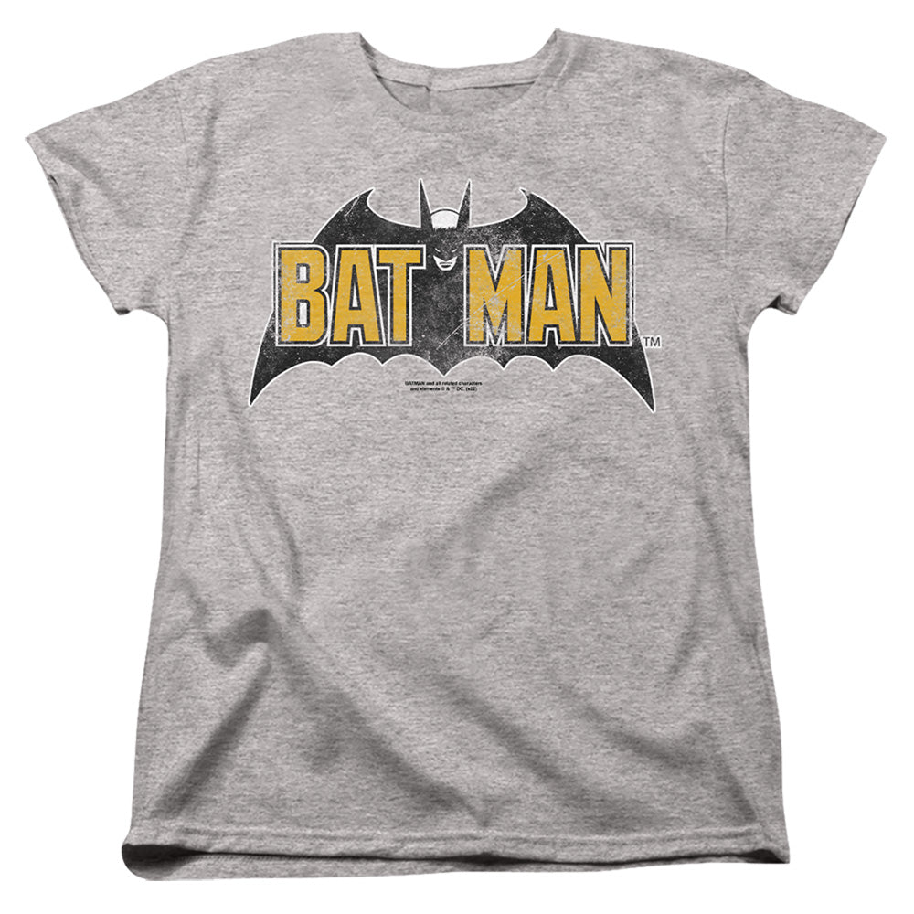 Batman Comics Vintage Bat Logo On Gray Women's 18/1 Cotton Short-Sleeve T-Shirt