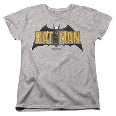 Batman Comics Vintage Bat Logo On Gray Women's 18/1 Cotton Short-Sleeve T-Shirt
