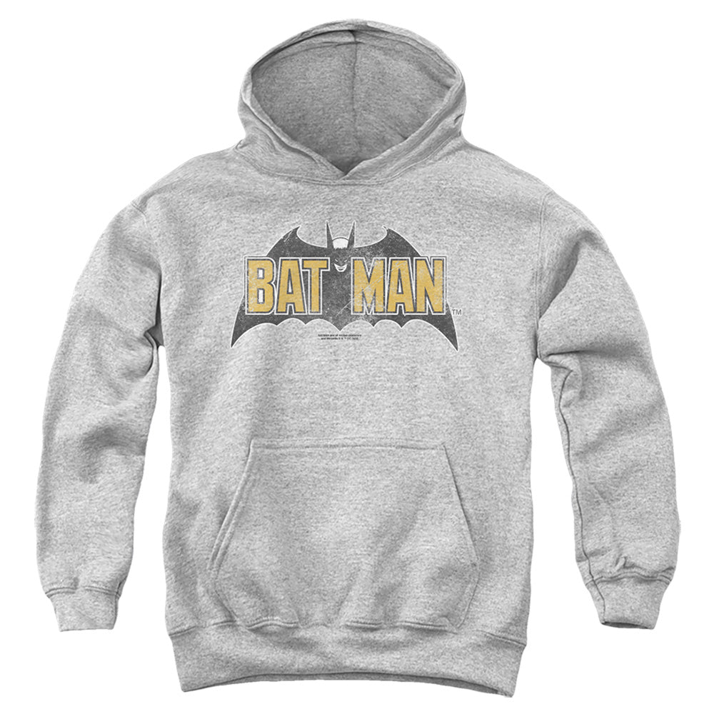 Batman Comics Vintage Bat Logo On Gray Youth Cotton Poly Pull-Over Hoodie