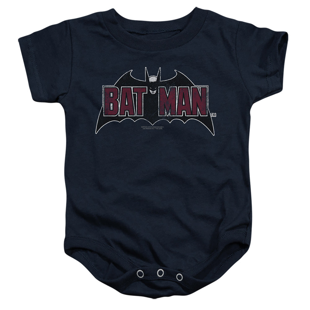 Batman Comics Vintage Bat Logo On Navy Infant's Cotton SS Snapsuit