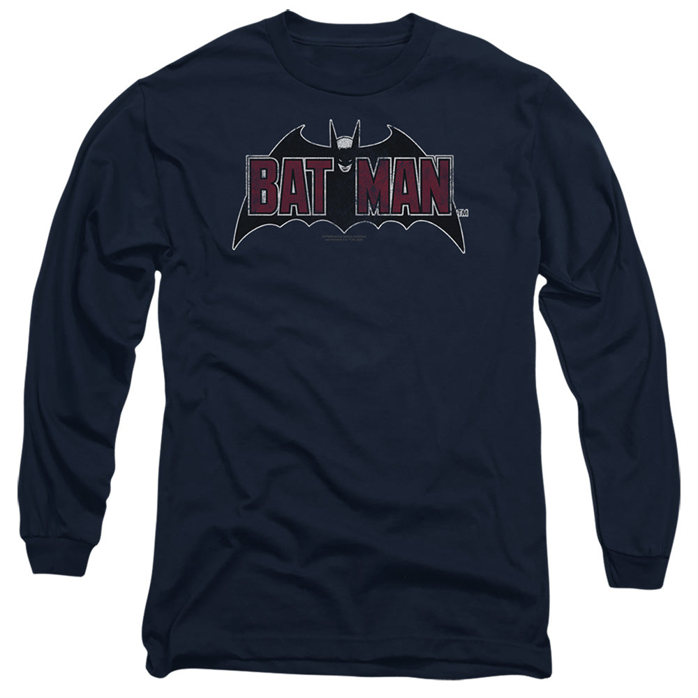 Batman Comics Vintage Bat Logo On Navy Men's 18/1 Cotton Long-Sleeve T-Shirt