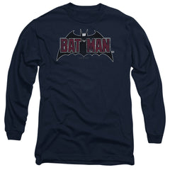 Batman Comics Vintage Bat Logo On Navy Men's 18/1 Cotton Long-Sleeve T-Shirt