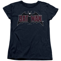 Batman Comics Vintage Bat Logo On Navy Women's 18/1 Cotton Short-Sleeve T-Shirt