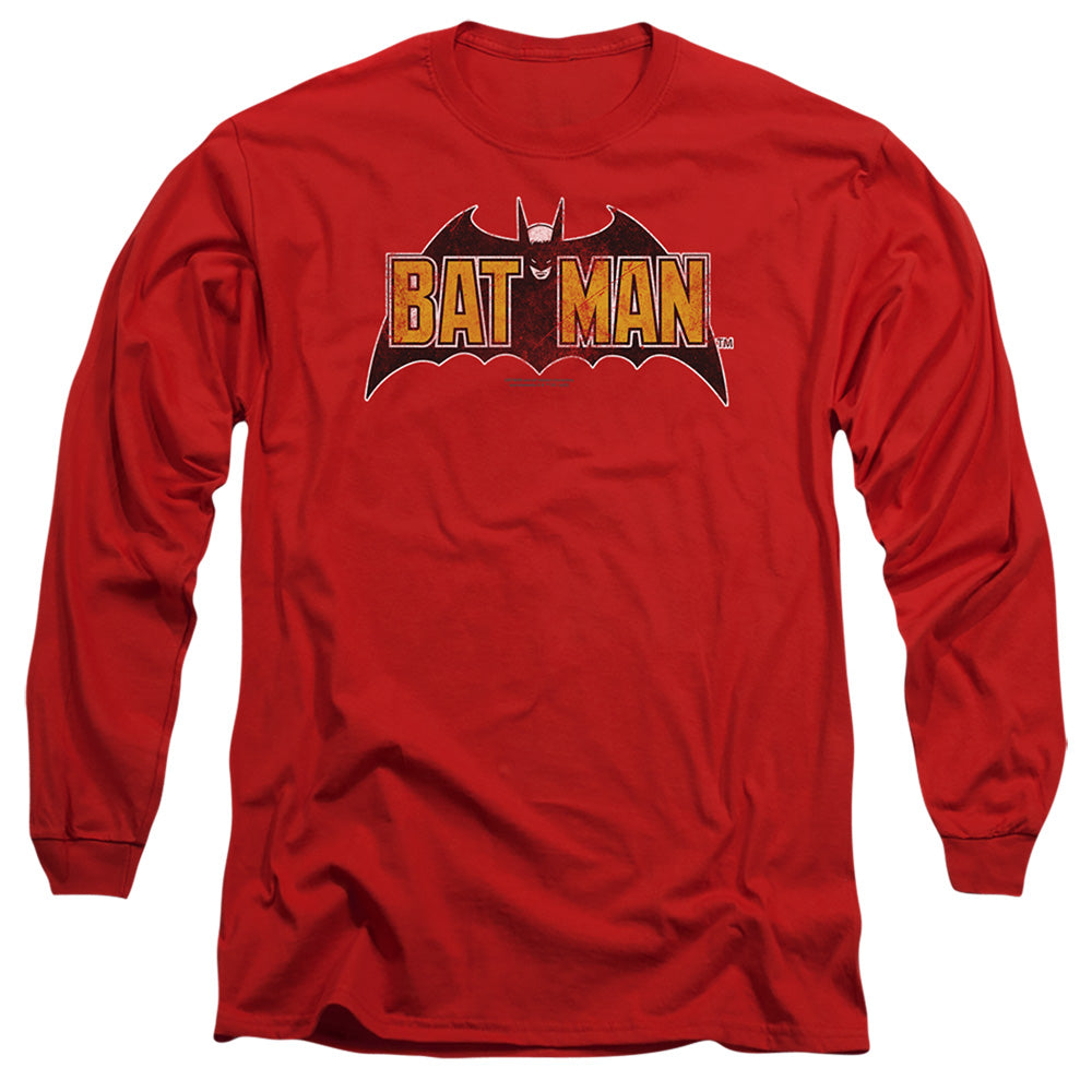 Batman Comics Vintage Bat Logo On Red Men's 18/1 Cotton Long-Sleeve T-Shirt