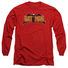 Batman Comics Vintage Bat Logo On Red Men's 18/1 Cotton Long-Sleeve T-Shirt