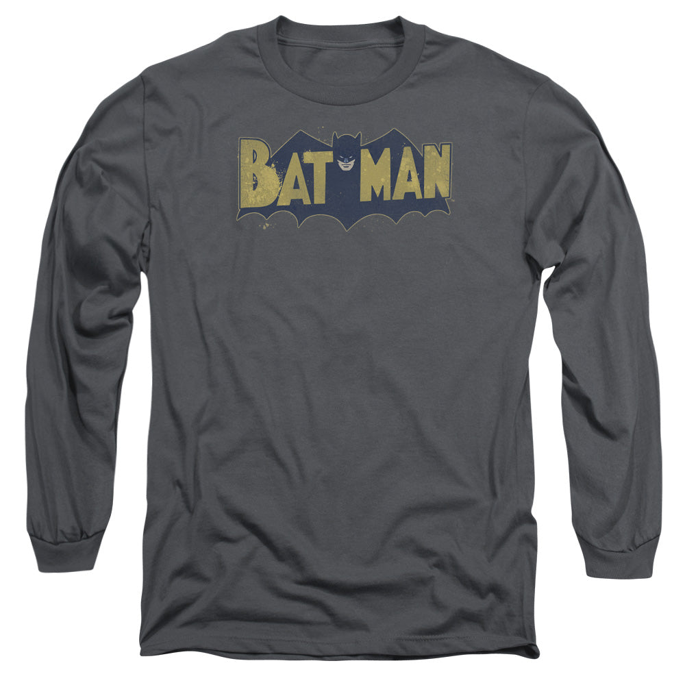 Batman Comics Vintage Logo Splatter Men's 18/1 Cotton Long-Sleeve T-Shirt