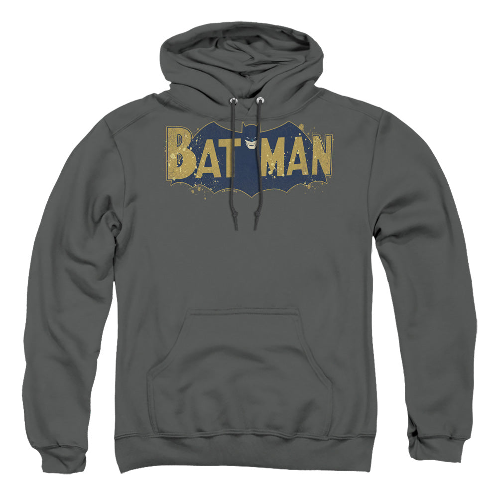 Batman Comics Vintage Logo Splatter Men's Pull-Over 75 25 Poly Hoodie