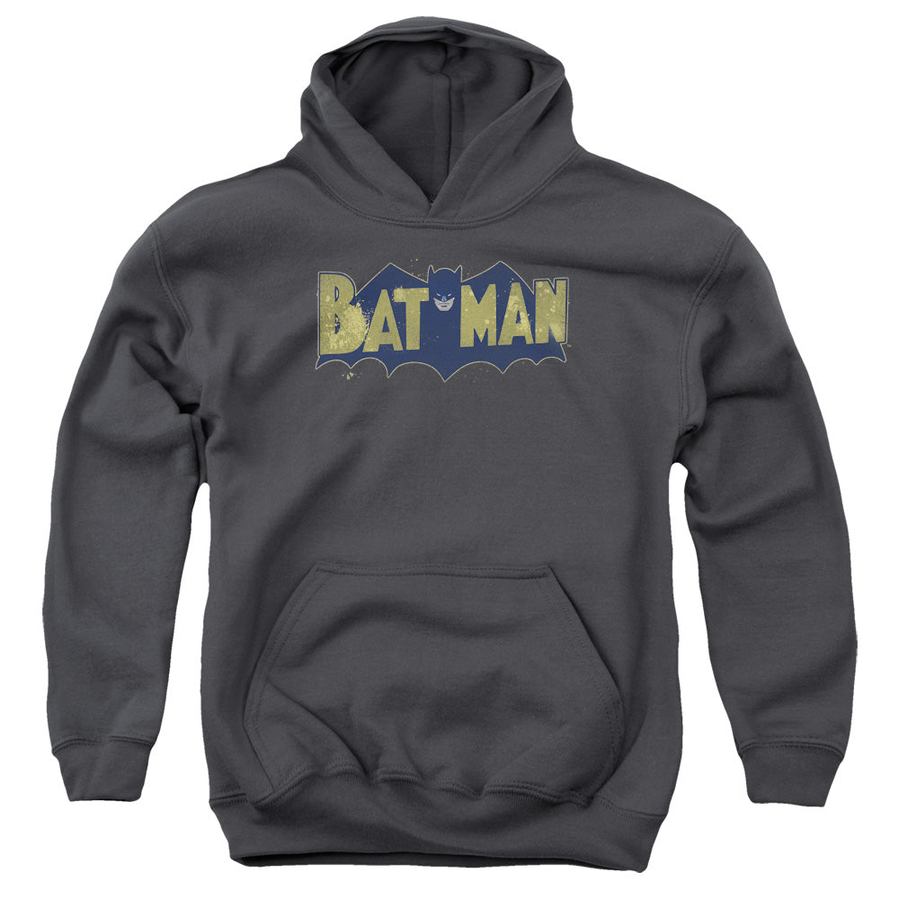Batman Comics Vintage Logo Splatter Youth Cotton Poly Pull-Over Hoodie