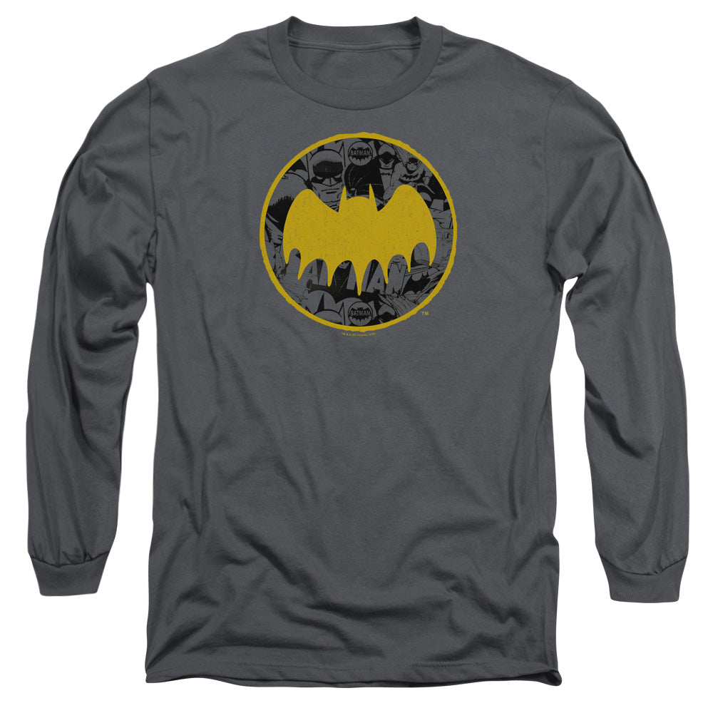 Batman Comics Vintage Symbol Collage Men's 18/1 Cotton Long-Sleeve T-Shirt