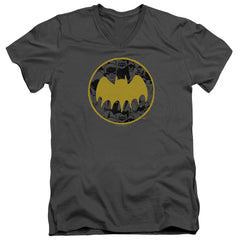 Batman Comics Vintage Symbol Collage Men's 30/1 Cotton Slim V-Neck T-Shirt
