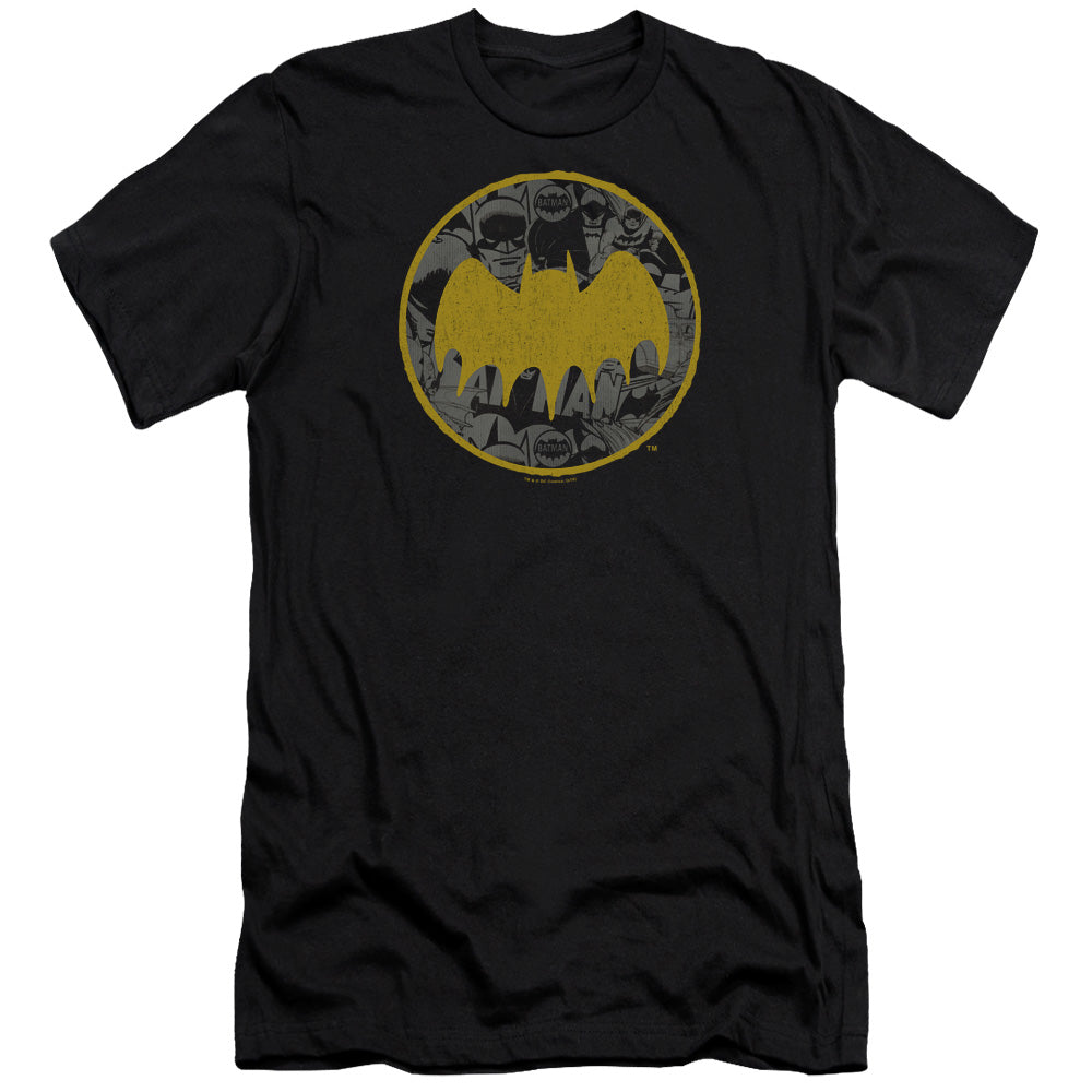 Batman Comics Vintage Symbol Collage Men's Ultra-Soft 30/1 Cotton Slim Short-Sleeve T-Shirt