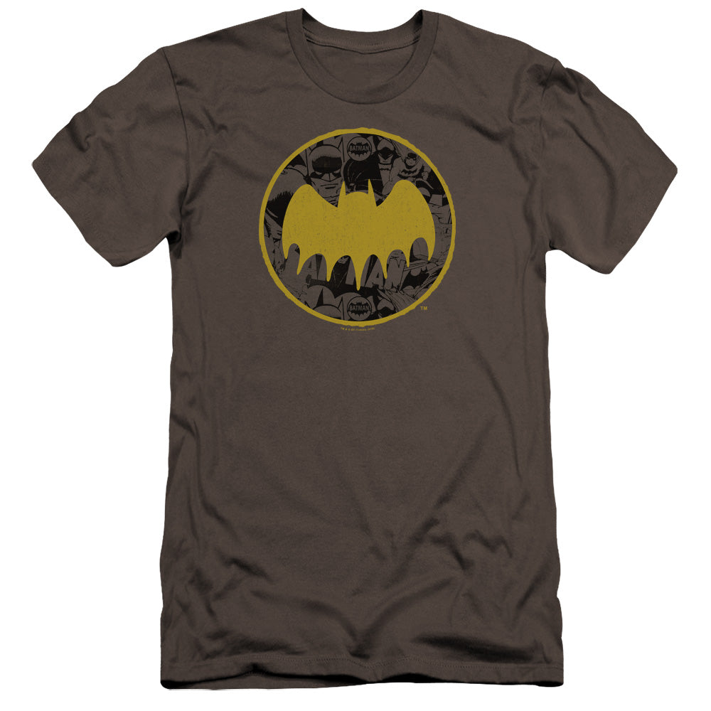Batman Comics Vintage Symbol Collage Men's Ultra-Soft 30/1 Cotton Slim Short-Sleeve T-Shirt